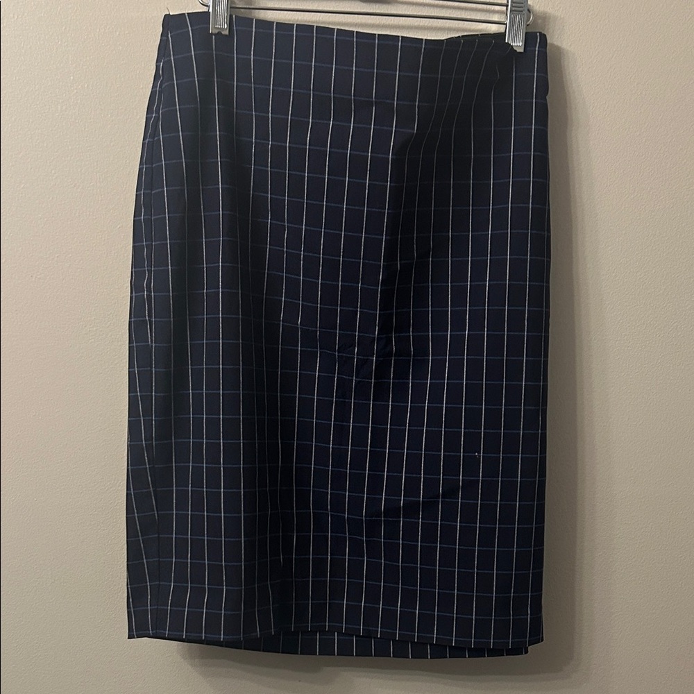 Elle Navy and White Checkered Pencil Skirt